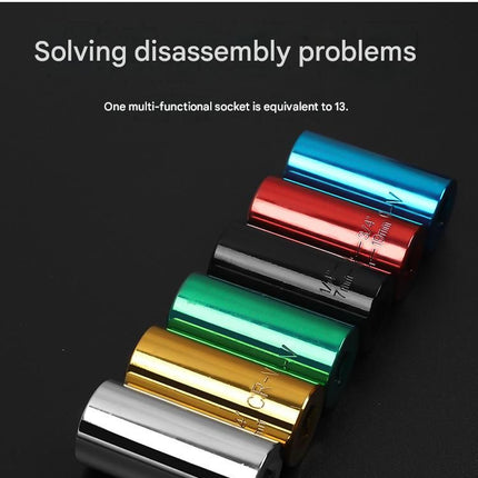 Yellow Universal Socket Set 7-19mm - Steel Construction - Multi-function Magic Socket, Colorful Design, Lightweight 130g, Compatible with Power Drills, Versatile Tool for Home & Auto Repair