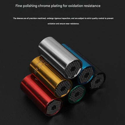 Green Universal Socket Set 7-19mm - Steel Construction - Multi-function Magic Socket, Colorful Design, Lightweight 130g, Compatible with Power Drills, Versatile Tool for Home & Auto Repair