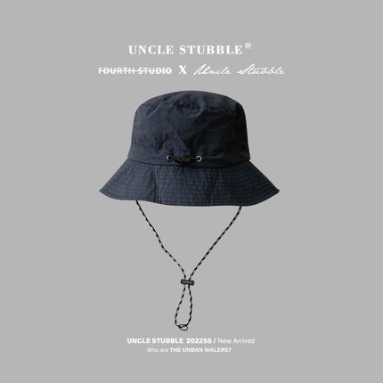 Navy blue Packable Bucket Hat Unisex Wide Brim Foldable Sun Protection Hiking Travel Cap