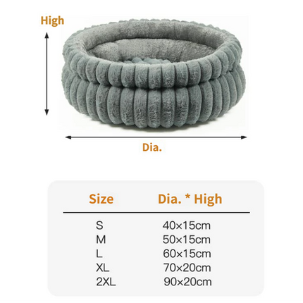 Coffee Plush Round Pet Bed with Gap Entry & Removable Cushion S Size - Thickened Warm Anti Slip Cats and Dogs Donut Nest for All Seasons, Cozy and Soft Sleeping Bed for Home Use, XL Size 70*70*20CM