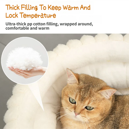 Coffee Plush Round Pet Bed with Gap Entry & Removable Cushion S Size - Thickened Warm Anti Slip Cats and Dogs Donut Nest for All Seasons, Cozy and Soft Sleeping Bed for Home Use, XL Size 70*70*20CM