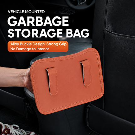 Black Waterproof Leather Car Hanging Storage Organizer with Back Clip 20 x 14.5CM – Mutifunctional Car Trash Bin Cup Holder Phone Storage Pocket for Seat Back, Door & Center Console