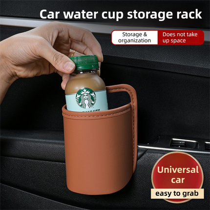 Grey White Waterproof Leather Car Hanging Storage Organizer with Back Clip 20 x 14.5CM – Mutifunctional Car Trash Bin Cup Holder Phone Storage Pocket for Seat Back, Door & Center Console