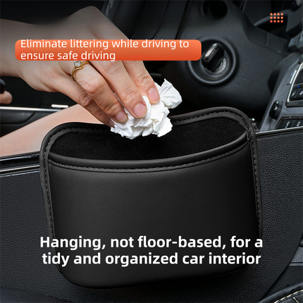 Grey White Waterproof Leather Car Hanging Storage Organizer with Back Clip 20 x 14.5CM – Mutifunctional Car Trash Bin Cup Holder Phone Storage Pocket for Seat Back, Door & Center Console