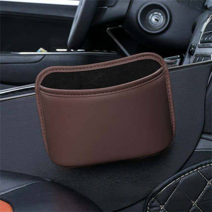 Coffee Waterproof Leather Car Hanging Storage Organizer with Back Clip 20 x 14.5CM – Mutifunctional Car Trash Bin Cup Holder Phone Storage Pocket for Seat Back, Door & Center Console