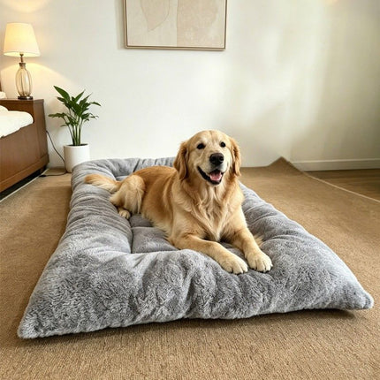 90 x 45CM Large Plush Pet Bed Mat for Dogs & Cats – Light Grey Double-Sided Soft Cushion, Breathable Moisture-Resistant Sleeping Pad for Small, Medium & Large Pets