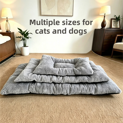 90 x 45CM Large Plush Pet Bed Mat for Dogs & Cats – Light Grey Double-Sided Soft Cushion, Breathable Moisture-Resistant Sleeping Pad for Small, Medium & Large Pets