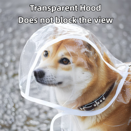 4XL Size Waterproof EVA Transparent Dog Hooded Raincoat and Pet Full-Coverage Poncho with Adjustable Snaps & Hidden Leash Opening, Quick-Drying and Easy to Clean for Small Medium Large Dogs