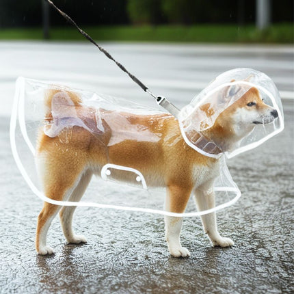 8XL Size Waterproof EVA Transparent Dog Hooded Raincoat and Pet Full-Coverage Poncho with Adjustable Snaps & Hidden Leash Opening, Quick-Drying and Easy to Clean for Small Medium Large Dogs