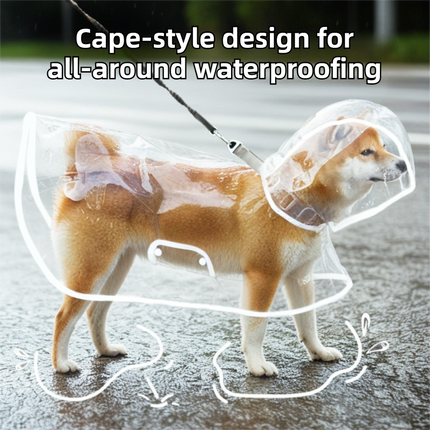 8XL Size Waterproof EVA Transparent Dog Hooded Raincoat and Pet Full-Coverage Poncho with Adjustable Snaps & Hidden Leash Opening, Quick-Drying and Easy to Clean for Small Medium Large Dogs