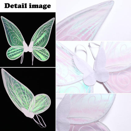 Pink Kids Fairy Shimmering Butterfly Wings Costume with Elastic Shoulder Strap – Iridescent Translucent Angel Dress-Up Wings, Lightweight and Foldable for Girls, Princess Party, Halloween & Cosplay Accessory