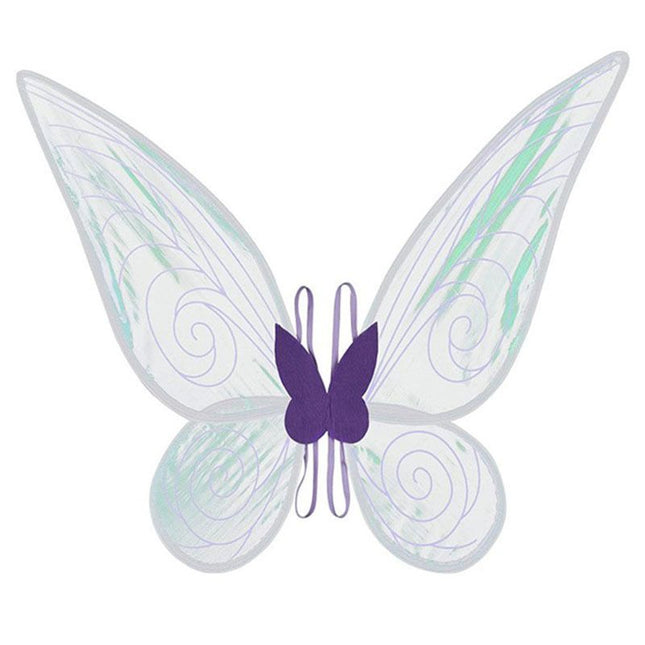 Purple Kids Fairy Shimmering Butterfly Wings Costume with Elastic Shoulder Strap – Iridescent Translucent Angel Dress-Up Wings, Lightweight and Foldable for Girls, Princess Party, Halloween & Cosplay Accessory