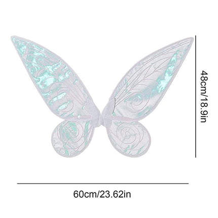 Purple Kids Fairy Shimmering Butterfly Wings Costume with Elastic Shoulder Strap – Iridescent Translucent Angel Dress-Up Wings, Lightweight and Foldable for Girls, Princess Party, Halloween & Cosplay Accessory