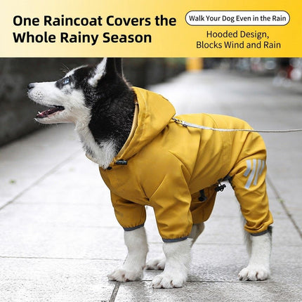 Pink Waterproof Full Body Dog Raincoat with Adjustable Hood & Waist, Easy Snap Closure and Hidden Leash Opening - Lightweight Four-Leg Reflective Pet Rain Suit for Small Medium Large Dogs, M Size