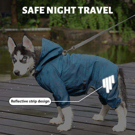 Pink Waterproof Full Body Dog Raincoat with Adjustable Hood & Waist, Easy Snap Closure and Hidden Leash Opening - Lightweight Four-Leg Reflective Pet Rain Suit for Small Medium Large Dogs, M Size