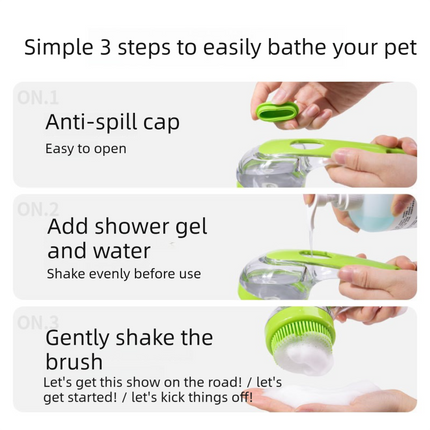 2-Piece Pet Cleaning Set - Blue Silicone Bath Brush with Liquid Dispenser and Blue 40*80cm  Microfiber Drying Towel, Cleaning Leak-Proof Massage Scrubber for Dogs and Cats