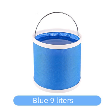 11-Piece Car Wash and Detailing Kit - 9L Blue Collapsible Oxford Fabric Bucket, Microfiber Towels, Wax Brushes, Dust Mitts for Vehicle Cleaning and Outdoor Use