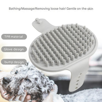 Orange Pet Bath Massage Brush Soft TPR Grooming Brush for Dogs and Cats Adjustable Hand Strap Deshedding Scrubber