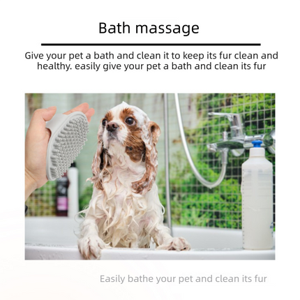 Pink Pet Bath Massage Brush Soft TPR Grooming Brush for Dogs and Cats Adjustable Hand Strap Deshedding Scrubber