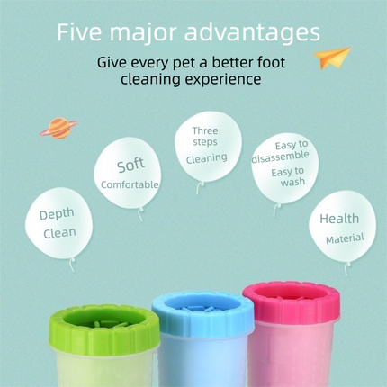 Blue big size Pet Paw Cleaner Cup Portable Dog Paw Washer with Soft Silicone Bristles TPR Silicone Cleaning Cup for Muddy Paws Dogs and Cats