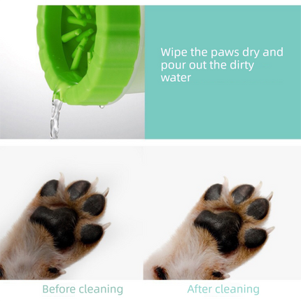 4-Piece Pet Cleaning Kit -Pet Grooming and Paw Cleaning Set with big Blue Dog Paw Cleaner Cup Grey Pet Bathing and Massage Comb andOne 30x30 cm yellow-grey foot towel and one 30x60 cm small bath Drying Towels for Dogs and Cats