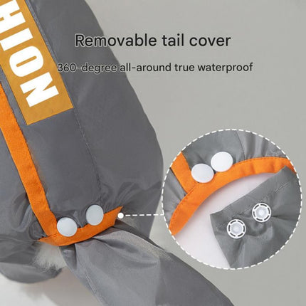 Grey and Orange S size Dog Raincoat with Leash Access and Transparent Hood - Waterproof Full Body Pet Rain Suit for Small and Medium Dogs, Reflective Trim, Removable Tail Cover, Outdoor Walking Apparel