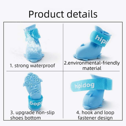 Pink M size Waterproof Dog Rain Boots Set of 4 - Cartoon Dolphin Design Shape PVC Pet Shoes with Adjustable Hook and Loop Straps, Anti Slip Paw Protectors for Small Dogs and Puppy Outdoor Walks