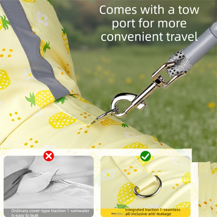 Yellow XL size Pineapple Print Full-Cover Dog Raincoat with Transparent Hood, Waterproof Four-Leg Pet Rain Suit with Reflective Strips and Integrated Leash Ring for Small and Medium Dogs
