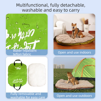 3-Piece Blue Winter Pet Outdoor Travel  Set – blue m size Reflective Dog Puffer Jacket, blue  3m Retractable Leash & blue  Portable Foldable Dog Bed