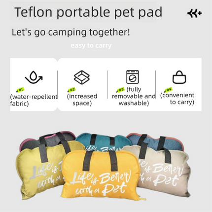 3-Piece Yellow Winter Pet Outdoor Travel  Set – yellow m size Reflective Dog Puffer Jacket, orange 3m Retractable Leash & yellow Portable Foldable Dog Bed