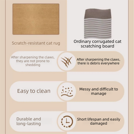 Grey M size 50*80cm Soft Cat Scratching Mat & Lounge Bed – Durable Furniture Protector Rug, Washable Scratch Pad for Cats and Small Pets