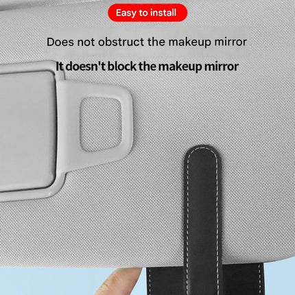 Orange Car Sun Visor Eyeglasses Holder Magnetic Glasses Clip with Card Storage Multifunction Auto Sunglasses Organizer PVC Leather Interior Accessory