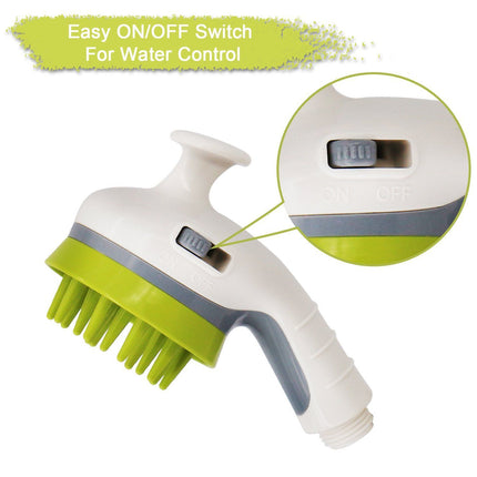 White Pet Bathing Shower Sprayer Brush with Water  Control Switch Control Dog Grooming Massage Shampoo Rinse Tool