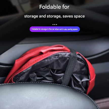 Black Car Trash Can - Foldable Dual-Layer Waterproof Car Garbage Bin , Space-Saving, Easy Clean, Portable Storage for Vehicle Interior, Durable Faux Leather Material