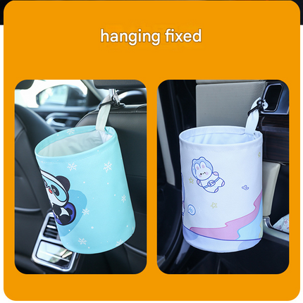 Space rabbit pattern Car Trash Can - Foldable Dual-Layer Waterproof Car Garbage Bin , Space-Saving, Easy Clean, Portable Storage for Vehicle Interior, Durable Faux Leather Material