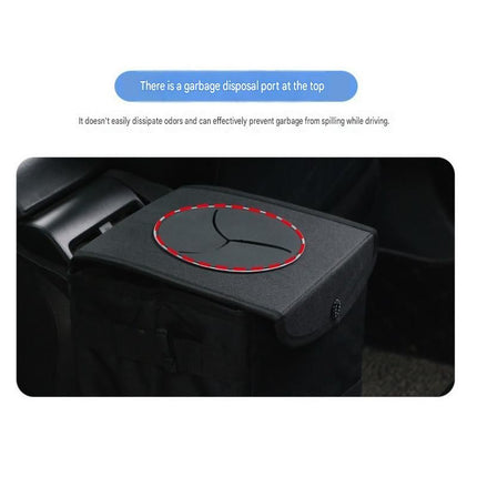 Black small size 15*17*25cm Car Trash Bin with Oxford Cloth Construction - Foldable Hanging Car Organizer, Waterproof Washable Lining, Flip Top Lid, Multi Purpose Storage Bin for Car Interior Travel and Daily Driving