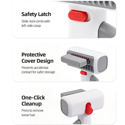 Pet Care Bundle Set – Grey Adjustable Elevated Double Dog Bowl & White and Grey 2-in-1 Self-Cleaning Pet Grooming Comb, Stainless Steel Feeding Station and Deshedding Brush for Dogs & Cats
