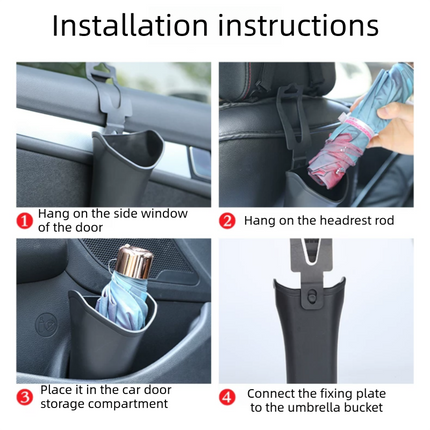 Car Umbrella Storage Bucket—a hanging storage container that is convenient to use; suitable for seatbacks or car doors, it is compact, practical, and doubles as a trash bin.