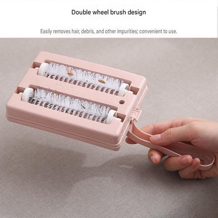 Purple Double Roller Cleaning Brush - PP Material, Sealed Dustpan Design with Detachable Rollers - Lightweight Carpet Sofa Bed Sweeper for Pet Hair and Crumbs