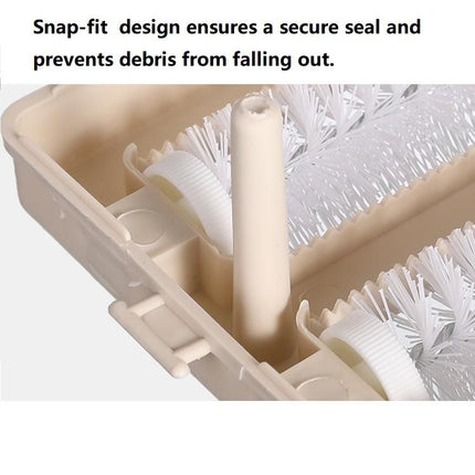Pink Double Roller Cleaning Brush - PP Material, Sealed Dustpan Design with Detachable Rollers - Lightweight Carpet Sofa Bed Sweeper for Pet Hair and Crumbs