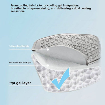 Grey Universal Cooling Gel Seat Cushion - TPR Breathable Honeycomb Pad for Car & Office Chair