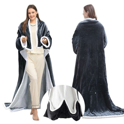 Wearable Electric Heated Blanket with Foot Pocket 127x177cm and Suede Fleece Slippers Set AU 11-12, Winter Warm Home Comfort Bundle