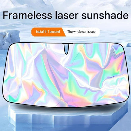 Reflective Car Windshield Sun Shade 57.1 x 31.5 Inch Foldable Front Windshield Sunshade UV Block Heat Insulation Titanium Silver Sun Visor Cover