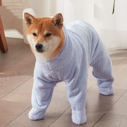 Pet Wearable Bathrobe Towel (Size M) - Quick-drying, absorbent full-body cover with hood and zipper, suitable for dog and cat grooming