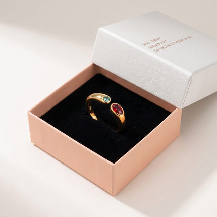 Adjustable Birthstone(January) Open Ring Set 18K Gold Plated Stainless Steel Minimalist Dainty Stackable Gemstone Rings Personalized Jewelry Gift Box Included Everyday Wear Gift