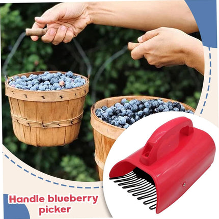 Blueberry Picker Tool with Handle, Berry Harvesting Scoop for Blueberries and Raspberries, Handheld Fruit Picking Basket Garden Tool for Easy Berry Collection