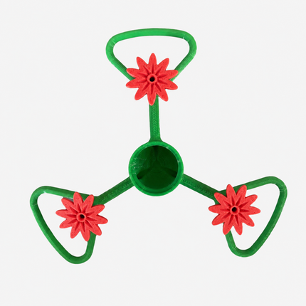 3 Pack Outdoor Bird Water Feeder Attachment(Green with small red flowers) with 3 Water Outlets, Detachable Garden Bird Drinking Station, Reusable Bottle Connector for Backyard Patio Garden Bird Care