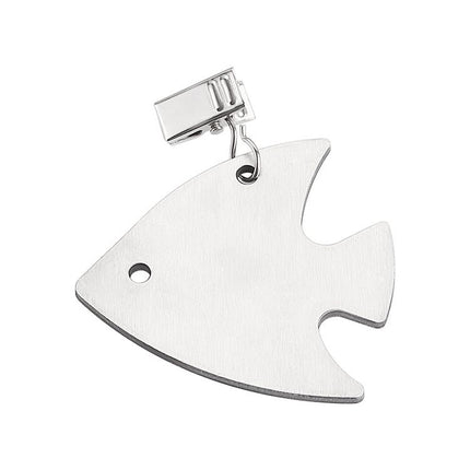 Small Fish Style Stainless Steel Tablecloth Clips 4 Pack - Silver Windproof Tablecloth Fasteners with Sawtooth Grip for Outdoor Dining, Picnics, Patio Tables and Garden Parties