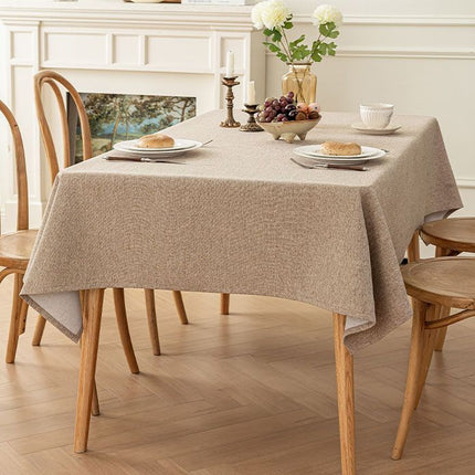 Khaki Waterproof Rectangular Tablecloth – 110x160cm Spill-Resistant Solid Colour Table Cover with Easy-Clean Surface and Composite Backing for Dining Room, Kitchen and Outdoor Dining Amazing Shopping