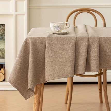 Khaki Waterproof Rectangular Tablecloth – 110x160cm Spill-Resistant Solid Colour Table Cover with Easy-Clean Surface and Composite Backing for Dining Room, Kitchen and Outdoor Dining Amazing Shopping